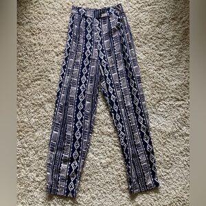 Navy and White Geometric Print Pants